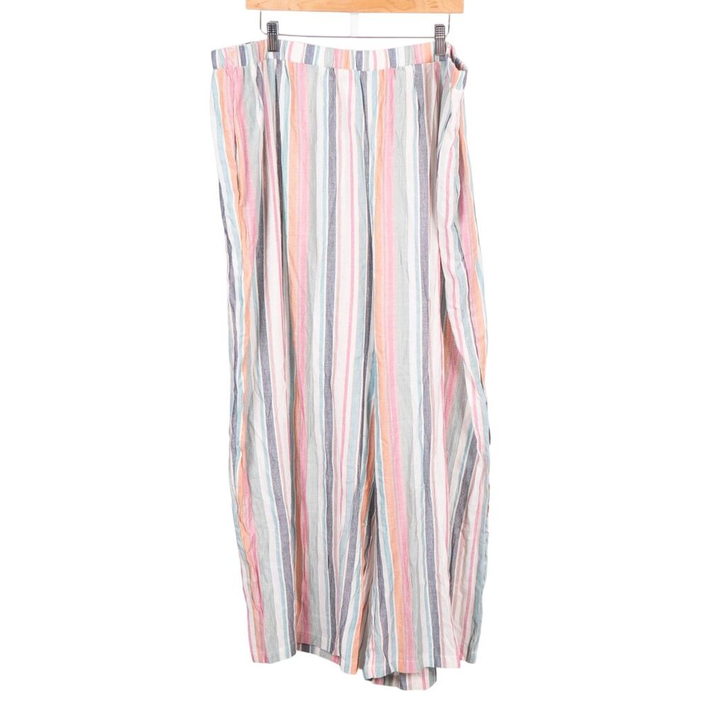 Emery Rose Pajama Lounge Set 5XL Womens NEW Striped Short Sleeve Cream Pink Blue - Picture 7 of 11